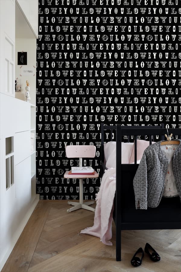 ESTAhome tapet love you - citater sort og hvidt 53 cm x 10,05 m