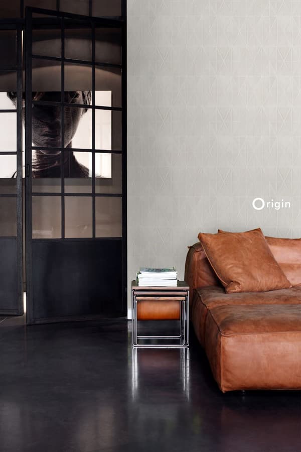 Origin Wallcoverings tapet grafisk form glänsande ljust silvergrått 53 cm x 10,05 m