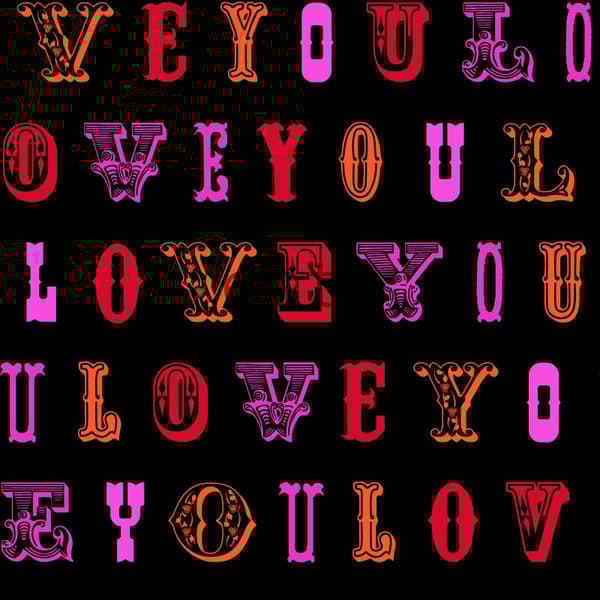 ESTAhome tapet love you - citat svart och rosa 53 cm x 10,05 m