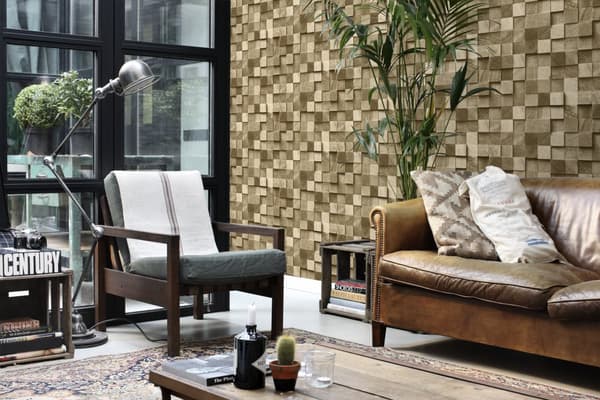 ESTAhome tapet 3D-tryck mörkbeige 53 cm x 10,05 m