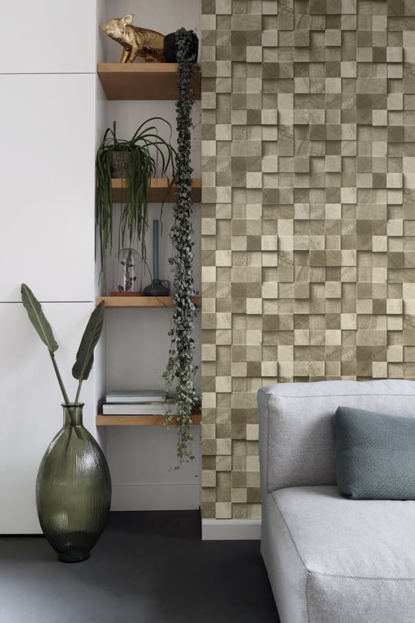 ESTAhome tapet 3D-tryck mörkbeige 53 cm x 10,05 m