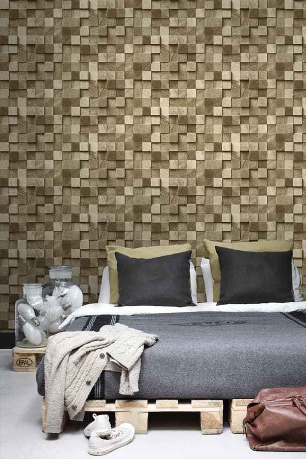 ESTAhome tapet 3D-tryck mörkbeige 53 cm x 10,05 m