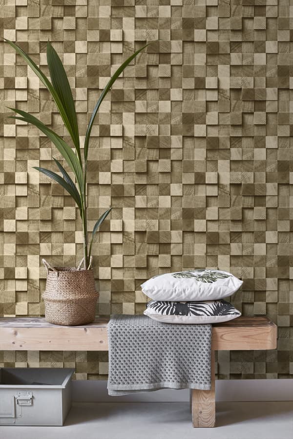 ESTAhome tapet 3D-tryck mörkbeige 53 cm x 10,05 m