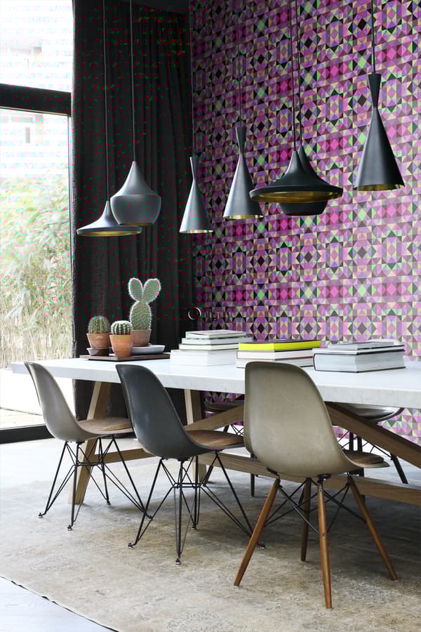 Origin Wallcoverings tapet kubism rosa och grönt 53 cm x 10,05 m