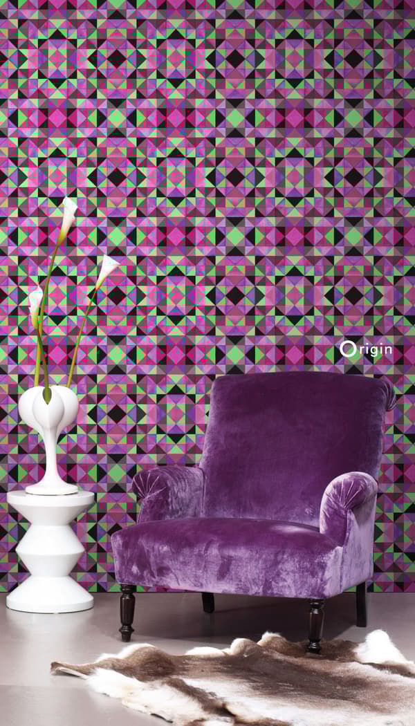 Origin Wallcoverings tapet kubism rosa och grönt 53 cm x 10,05 m
