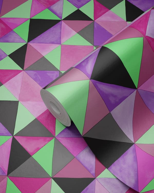 Origin Wallcoverings tapet kubism rosa och grönt 53 cm x 10,05 m