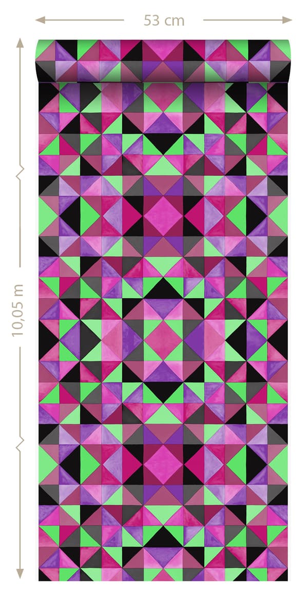 Origin Wallcoverings tapet kubism rosa och grönt 53 cm x 10,05 m