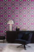 Miniatyrbild 2 av 7: Origin Wallcoverings tapet kubism rosa och grönt 53 cm x 10,05 m