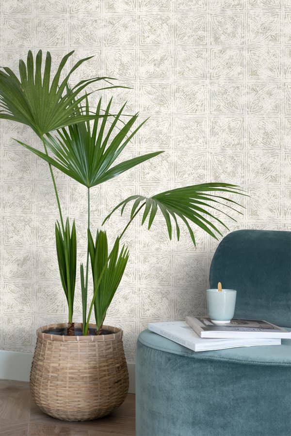 ESTAhome tapet kakelmotiv mörkbeige 53 cm x 10,05 m