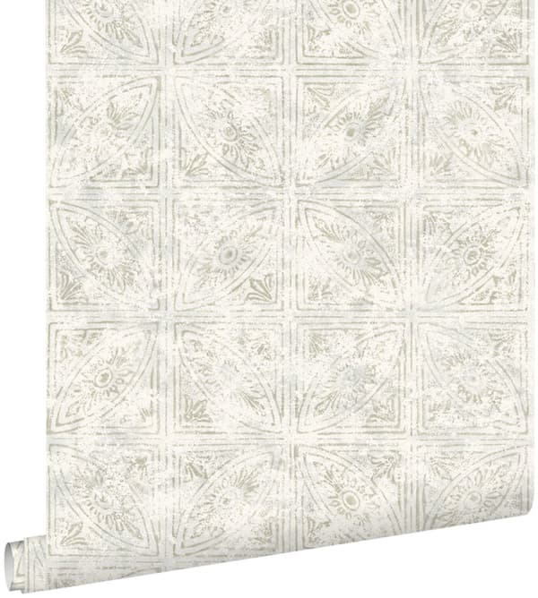 ESTAhome tapet kakelmotiv mörkbeige 53 cm x 10,05 m