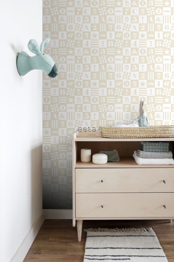 ESTAhome tapet klossar beige 53 cm x 10,05 m