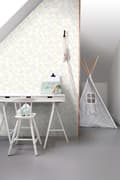 Miniatyrbild 3 av 6: Origin Wallcoverings tapet trianglar ljust krämfärgat, varm ljusgrått, pastellgult och glänsande ljusbeige 53 cm x 10,05 m