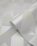 Miniatyrbild 4 av 6: Origin Wallcoverings tapet trianglar ljust krämfärgat, varm ljusgrått, pastellgult och glänsande ljusbeige 53 cm x 10,05 m