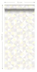 Miniatyrbild 6 av 6: Origin Wallcoverings tapet trianglar ljust krämfärgat, varm ljusgrått, pastellgult och glänsande ljusbeige 53 cm x 10,05 m