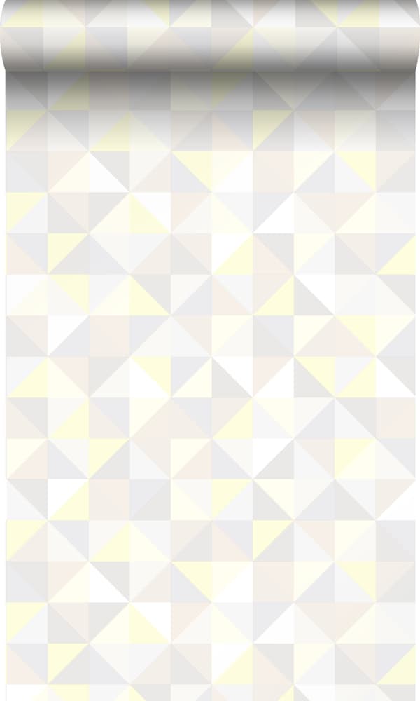 Origin Wallcoverings tapet trianglar ljust krämfärgat, varm ljusgrått, pastellgult och glänsande ljusbeige 53 cm x 10,05 m