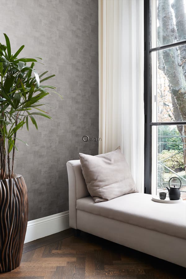 Origin Wallcoverings tapet målningsstruktur mörkt mullvadsgrått 53 cm x 10,05 m