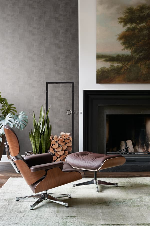 Origin Wallcoverings tapet målningsstruktur mörkt mullvadsgrått 53 cm x 10,05 m
