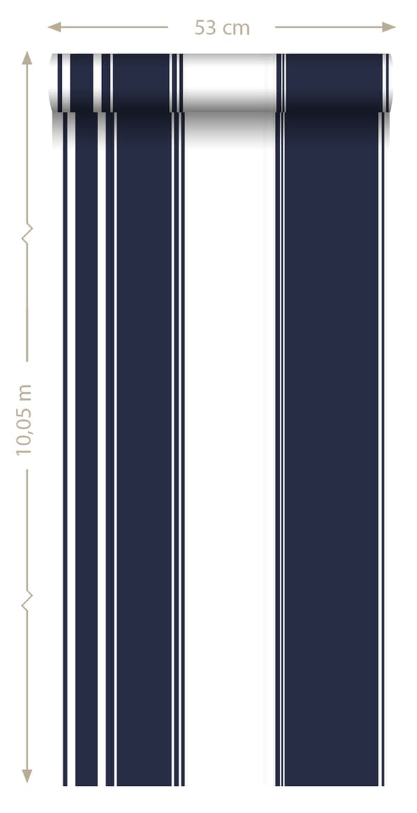 ESTAhome tapet ränder marinblått 53 cm x 10,05 m