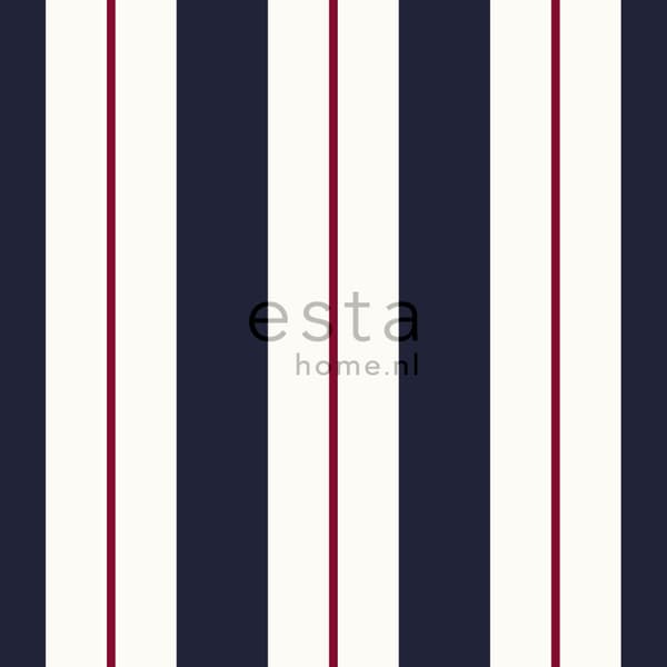 ESTAhome tapet ränder blått och rött 53 cm x 10,05 m