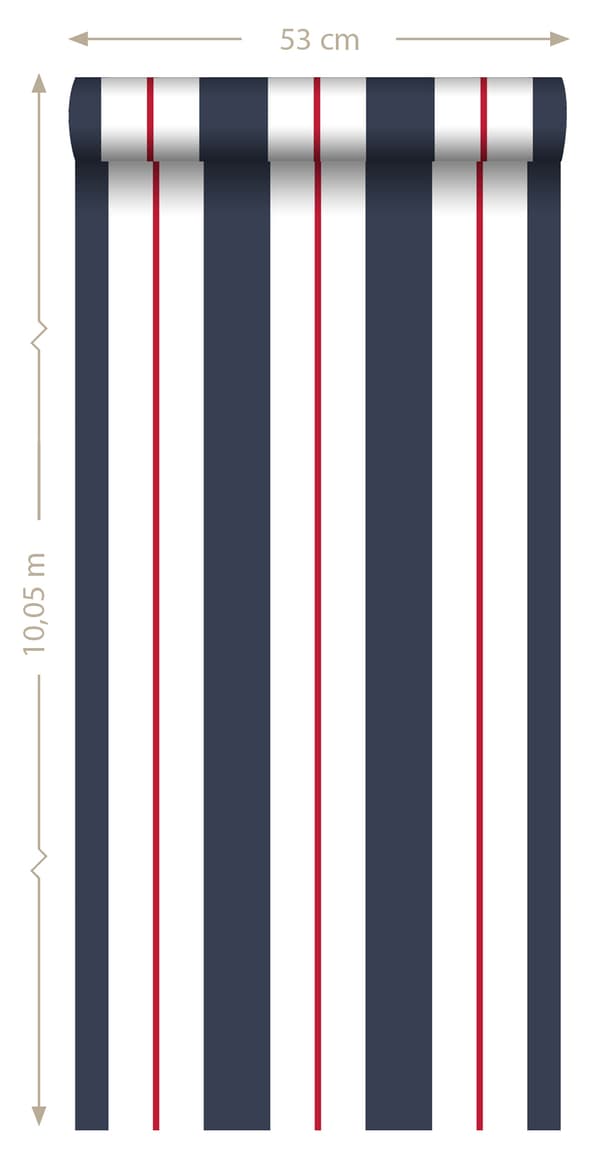 ESTAhome tapet ränder blått och rött 53 cm x 10,05 m