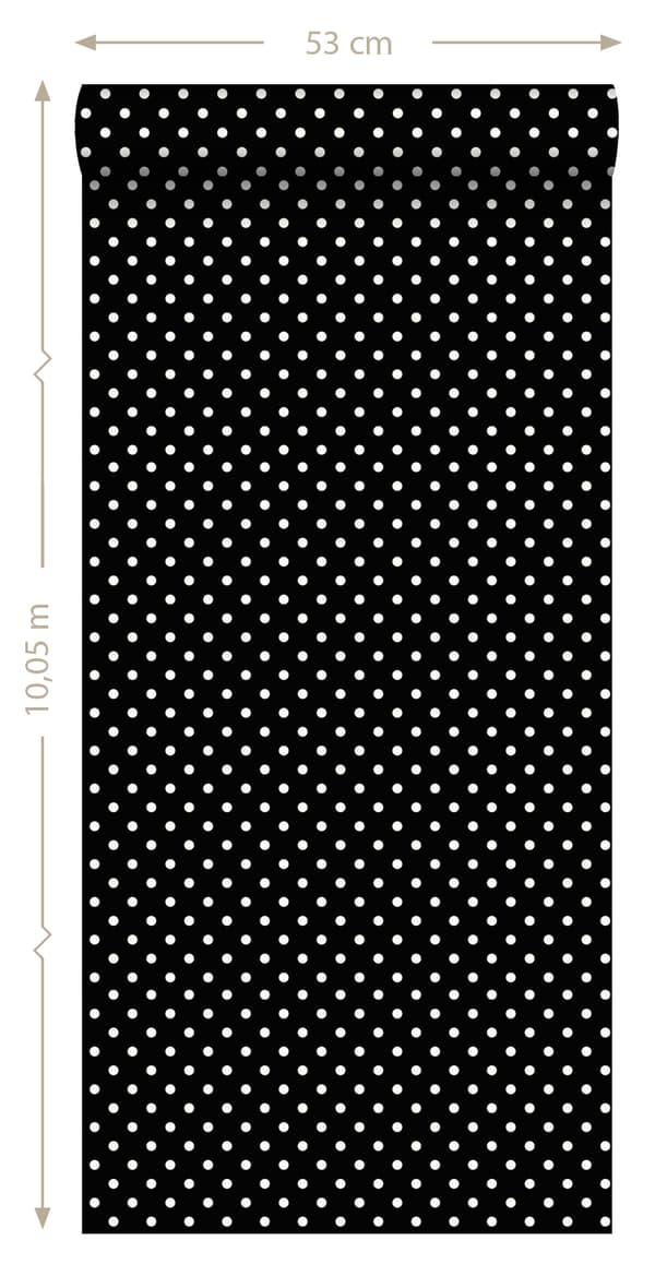 ESTAhome tapet prickar svart och vitt 53 cm x 10,05 m