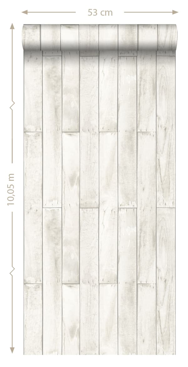 ESTAhome tapet träeffekt vitt 53 cm x 10,05 m