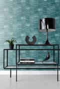 Miniatyrbillede 4 af 8: Origin Wallcoverings tapet zig-zag-striber af lagdelt marmor benzinblåt 53 cm x 10,05 m
