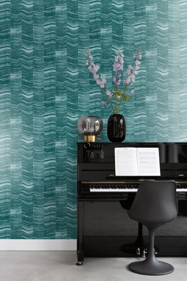 Origin Wallcoverings tapet zig-zag-striber af lagdelt marmor benzinblåt 53 cm x 10,05 m