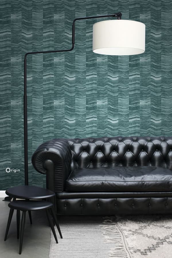 Origin Wallcoverings tapet zig-zag-striber af lagdelt marmor benzinblåt 53 cm x 10,05 m