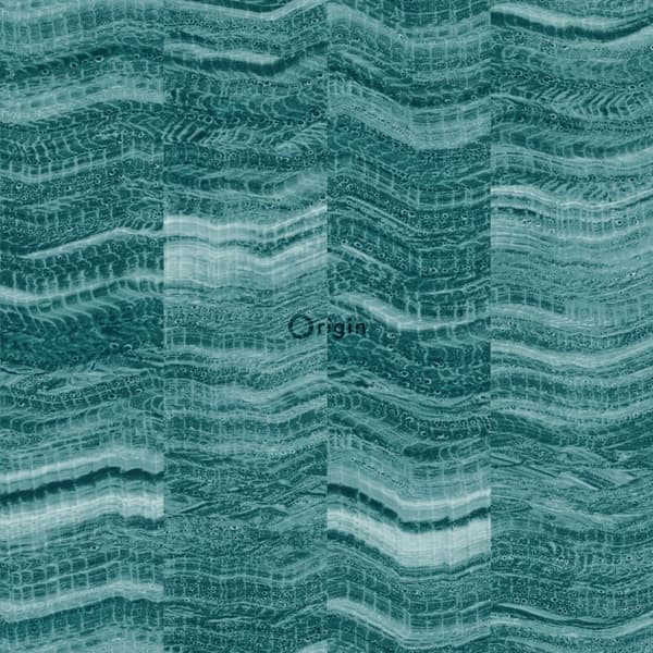 Origin Wallcoverings tapet zig-zag-striber af lagdelt marmor benzinblåt 53 cm x 10,05 m