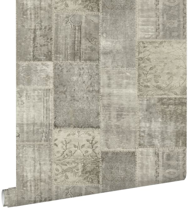 ESTAhome tapet kelim-lapptäcke mullvadsgrått 53 cm x 10,05 m