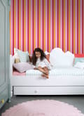 Miniatyrbild 2 av 5: ESTAhome tapet ränder rosa och orange 53 cm x 10,05 m