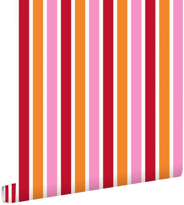 ESTAhome tapet striber lyserødt og orange 53 cm x 10,05 m