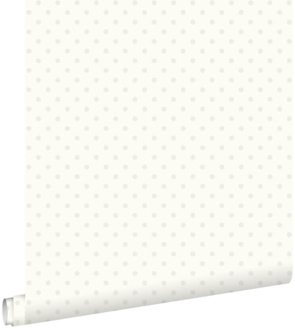 ESTAhome tapet prikker skinnende hvid 53 cm x 10,05 m