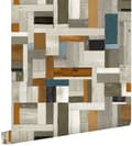 Miniatyrbild 1 av 8: ESTAhome tapet träskräp grått, brunt och gråblått 53 cm x 10,05 m