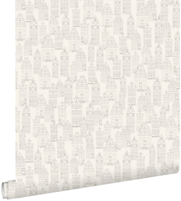 ESTAhome tapet Kanalhus i Amsterdam silver 53 cm x 10,05 m