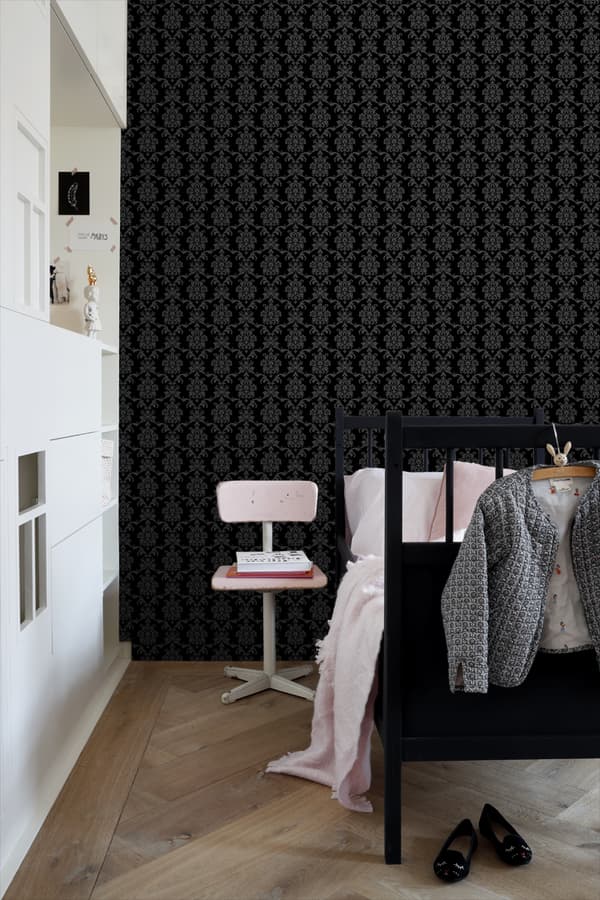 ESTAhome tapet barokmønster sort 53 cm x 10,05 m