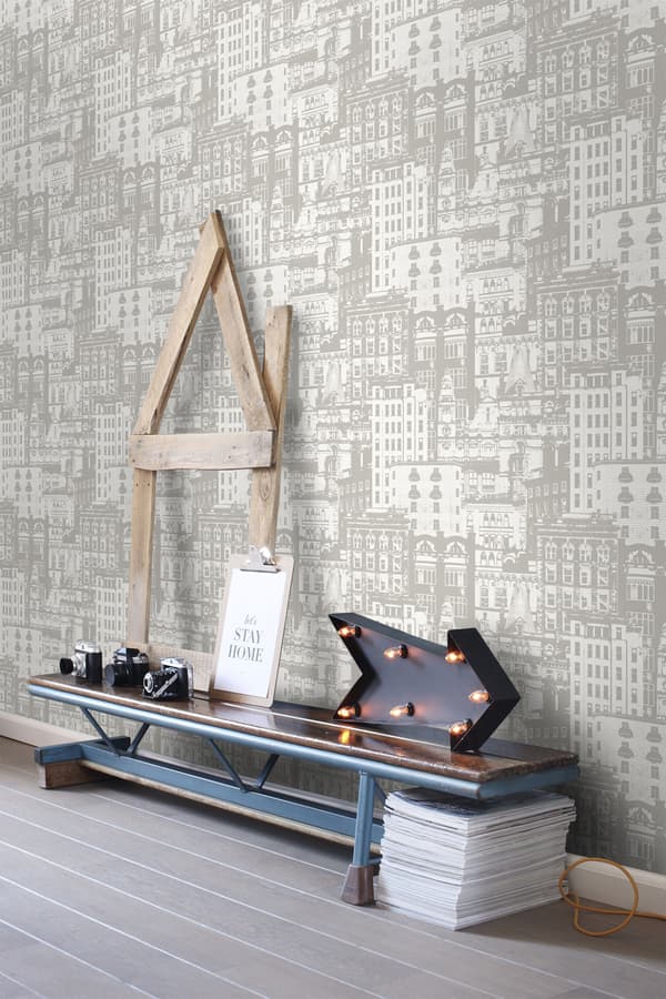 ESTAhome tapet bygninger beige 53 cm x 10,05 m