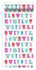 Miniatyrbild 4 av 4: ESTAhome tapet love you - citat turkost och rosa 53 cm x 10,05 m