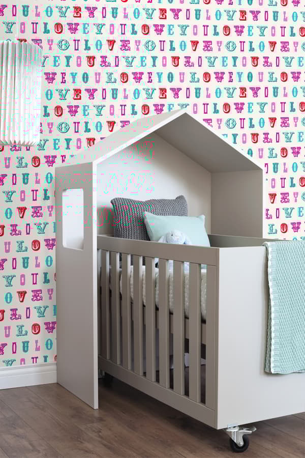 ESTAhome tapet love you - citat turkost och rosa 53 cm x 10,05 m