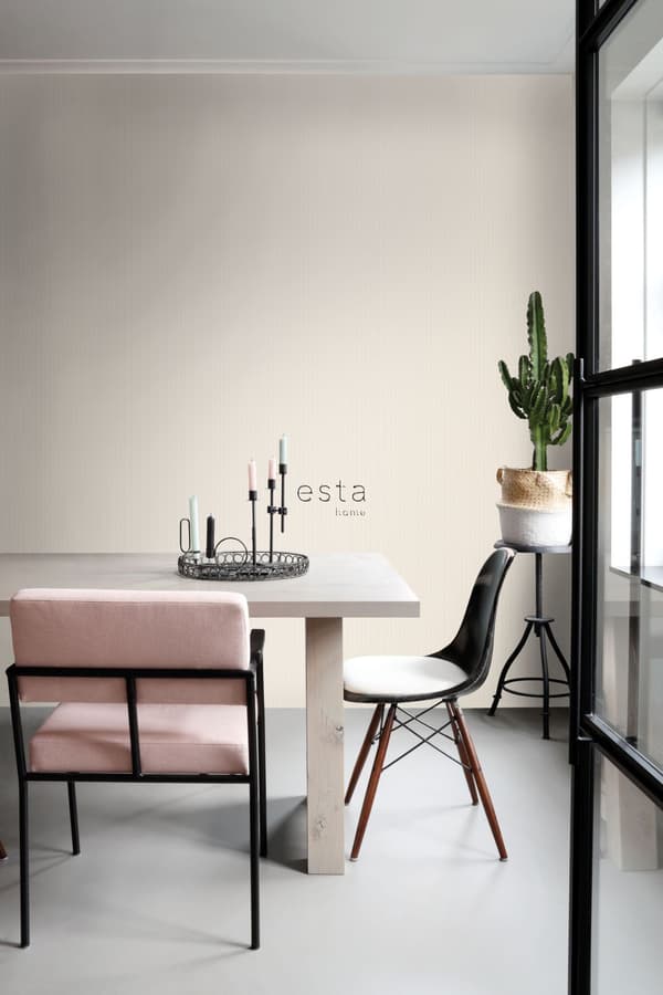 ESTAhome tapet fine striber lysebeige - 137017 - 53 cm x 10,05 m