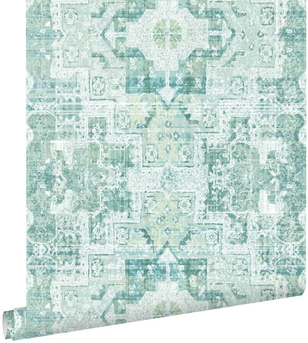 ESTAhome tapet orientalsk kelim kludetæppe mintgrønt 53 cm x 10,05 m