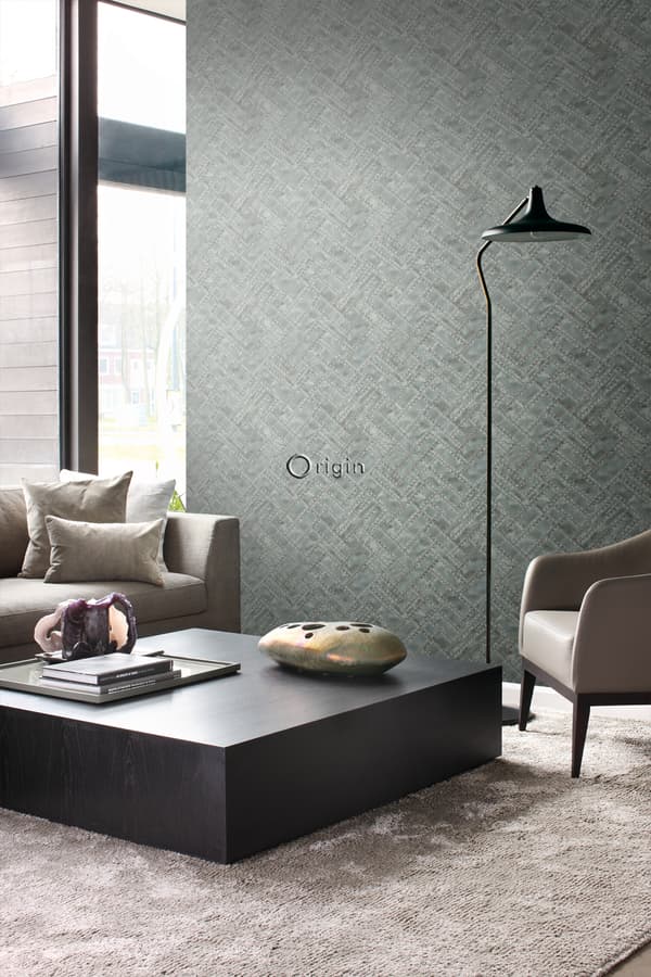Origin Wallcoverings tapet metalplader med nitter i fiskebensmønster lysegråt 53 cm x 10,05 m