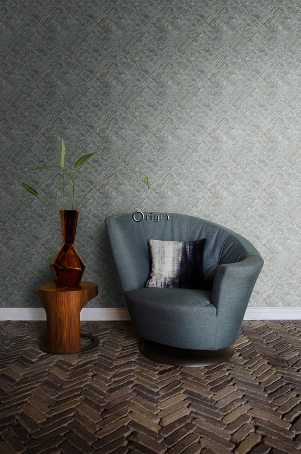 Origin Wallcoverings tapet metalplader med nitter i fiskebensmønster lysegråt 53 cm x 10,05 m