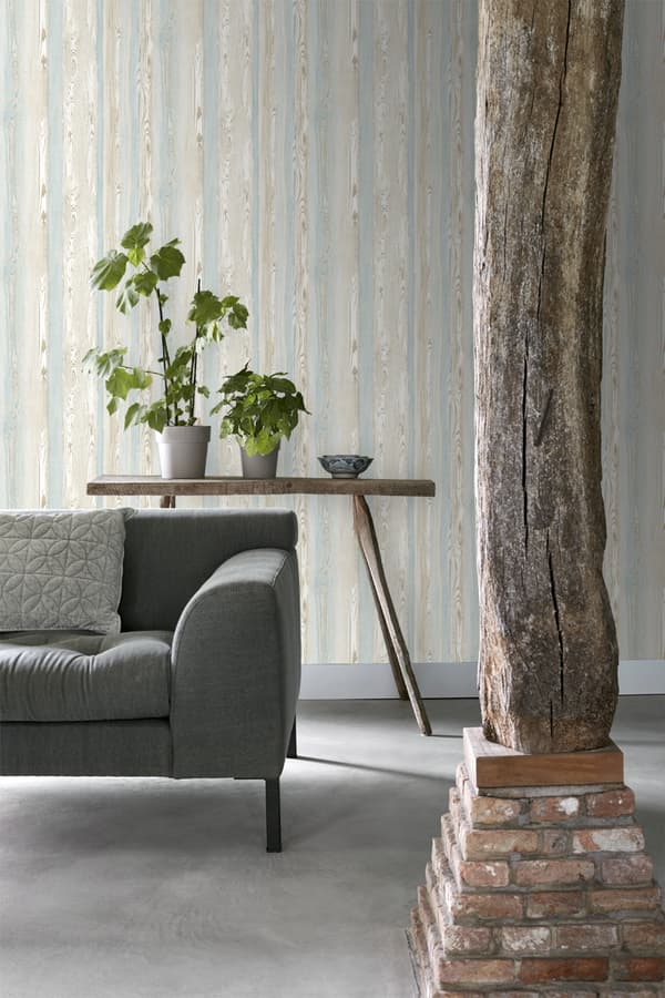 ESTAhome tapet træeffekt lyseblåt og beige - 148625 - 53 cm x 10,05 m
