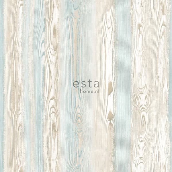 ESTAhome tapet træeffekt lyseblåt og beige - 148625 - 53 cm x 10,05 m