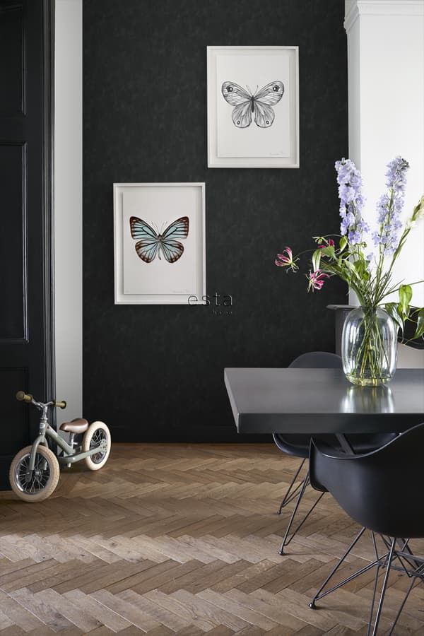ESTAhome tapet enfärgad med målningseffekt svart 53 cm x 10,05 m
