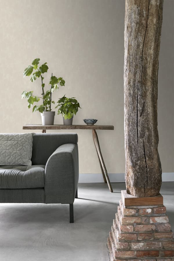 ESTAhome tapet enfärgad med målningseffekt varmt grått - 136405 - 53 cm x 10,05 m