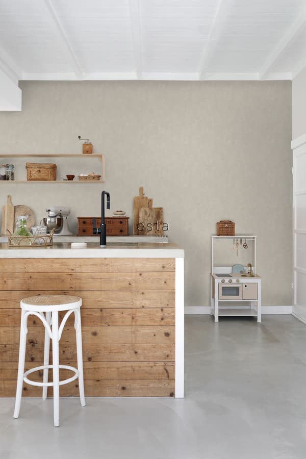 ESTAhome tapet enfärgad med målningseffekt varmt grått - 136405 - 53 cm x 10,05 m