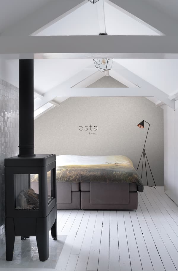 ESTAhome tapet ensfarvet beton-look mulvarpegråt 53 cm x 10,05 m